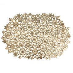 Covoraș de Crăciun auriu în formă de fulgi de zăpadă - 30 x 45 cm