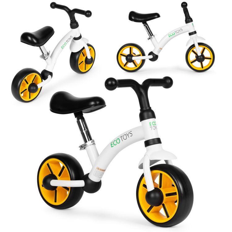 Dječji bicikl bez pedala ECOTOYS - Boja: Bijelo-crna