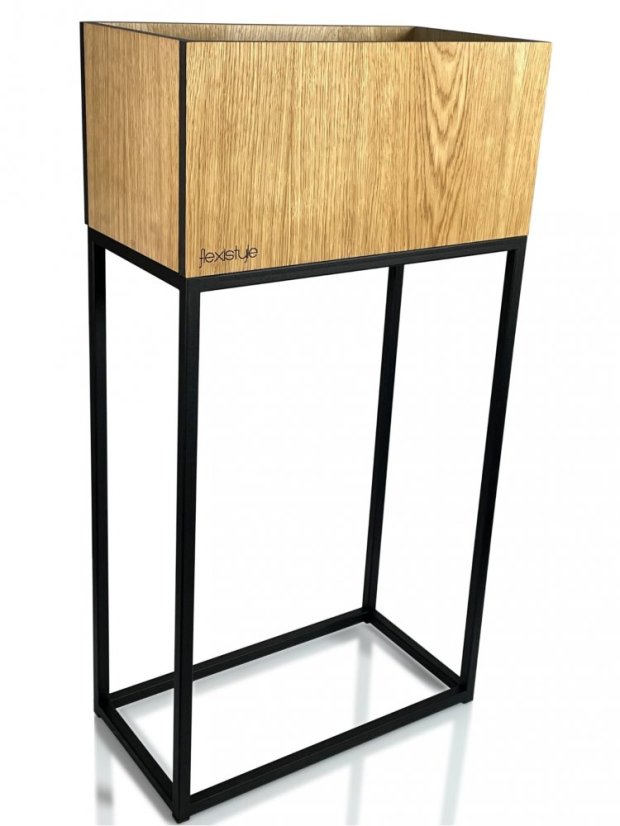 Ghiveci înalt decorativ din stejar natural neted LOFT FIORINO 42X22X80 cm