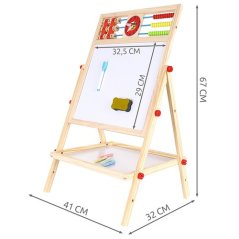 Tablă educațională din lemn dublă față 6 în 1 pentru copii cu accesorii
