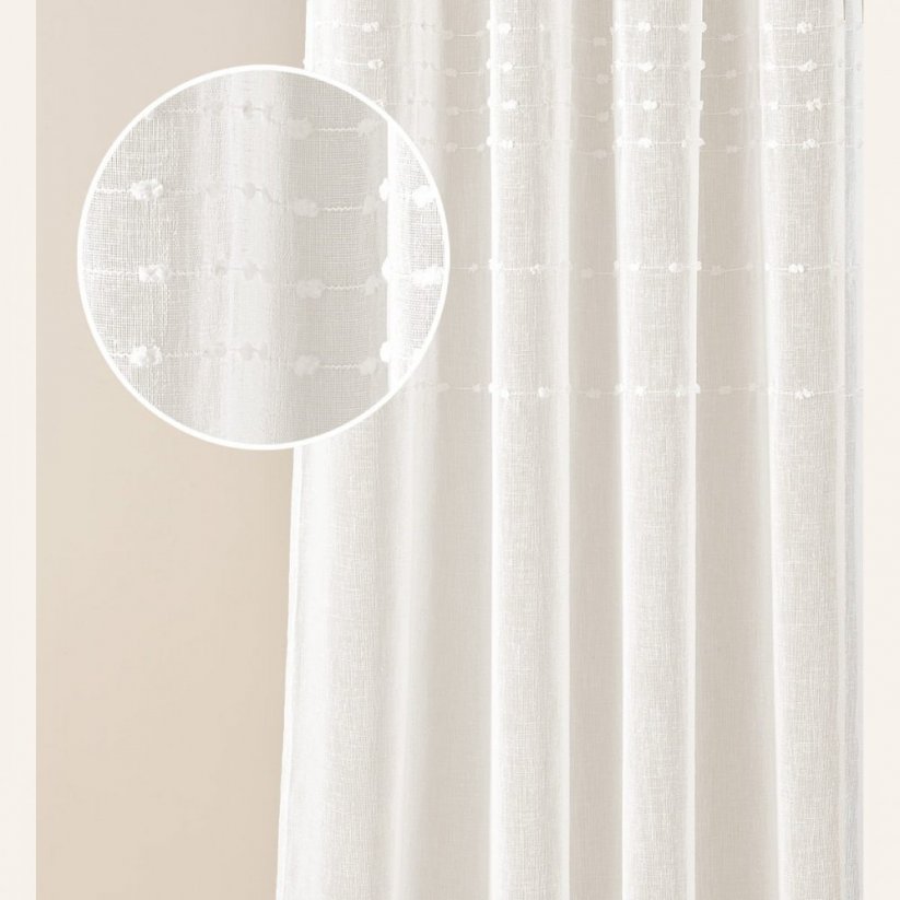 Moderná krémová záclona  Marisa  so striebornými priechodkami 250 x 250 cm