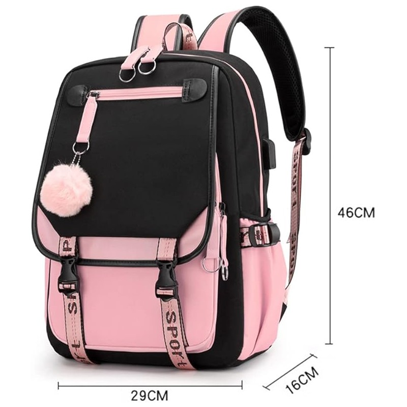 Zaino scolastico ergonomico per ragazzi - rosa-nero