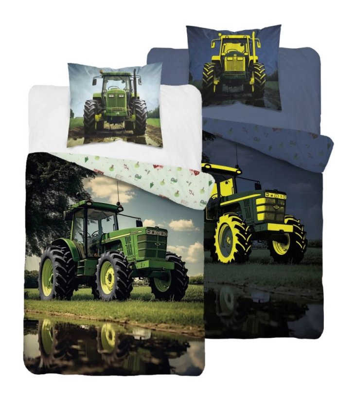Gyermek ágynemű 100% pamut - Traktor - világít a sötétben
