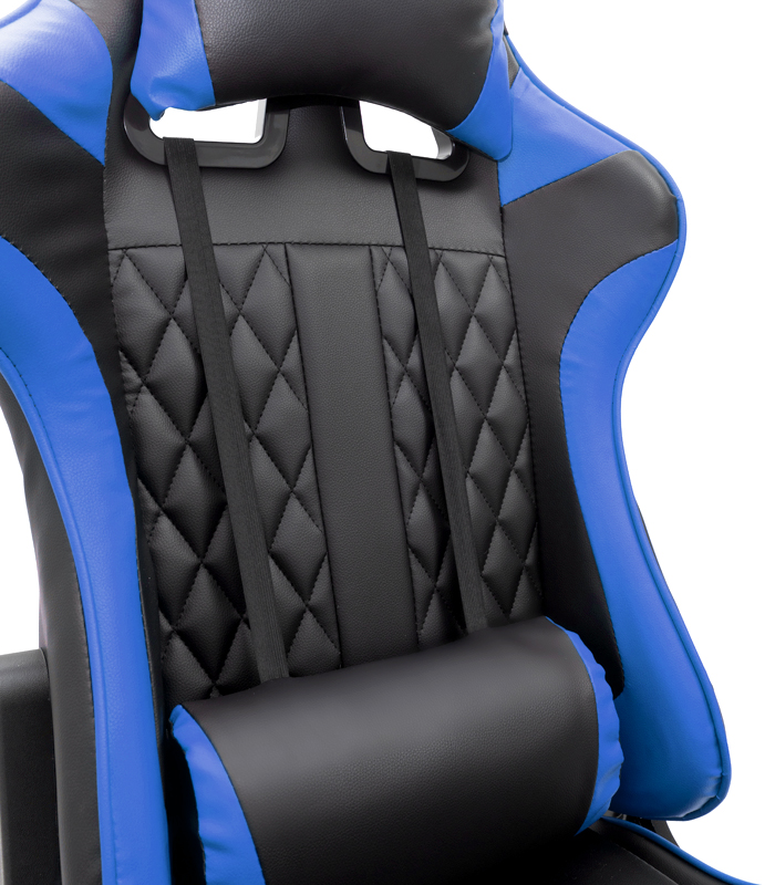 Gaming-Massagesessel mit Fußstütze - blau