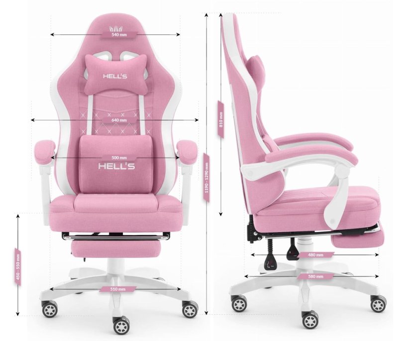 Scaun confortabil pentru jocuri și birou HC-1015 cu suport pentru picioare - roz