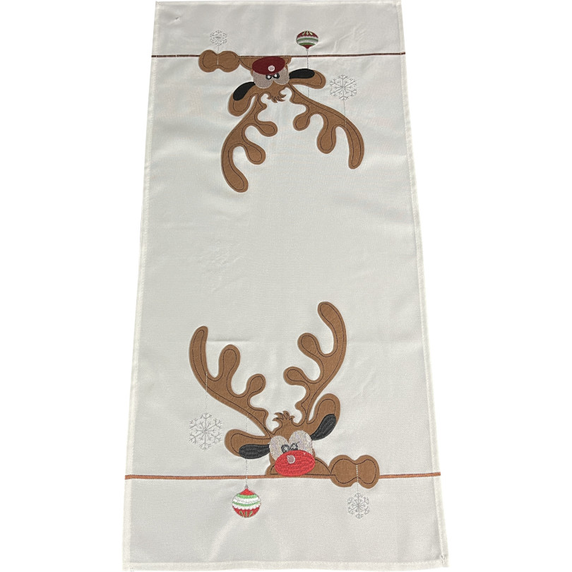 Vánoční štola bílá s nášivkou soba - Rozměr ubrusů: Šířka: 40 cm | Délka: 85 cm