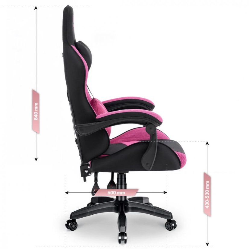 Herné kreslo Rainbow Pink-Black Mesh