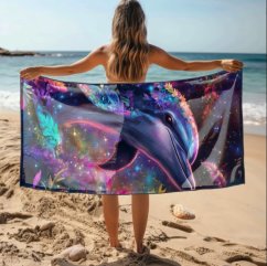 Telo mare colorato con delfino – grande telo da mare