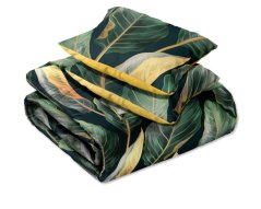 Lenzuola reversibili in sateen di cotone con motivo a foglie