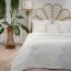 Cuvertură de pat albă din catifea fină cu imprimare de frunze de gingko
