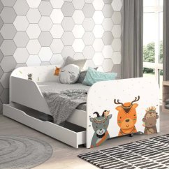 Kinderbett 140 x 70 cm mit dem Motiv der indianischen Tiere