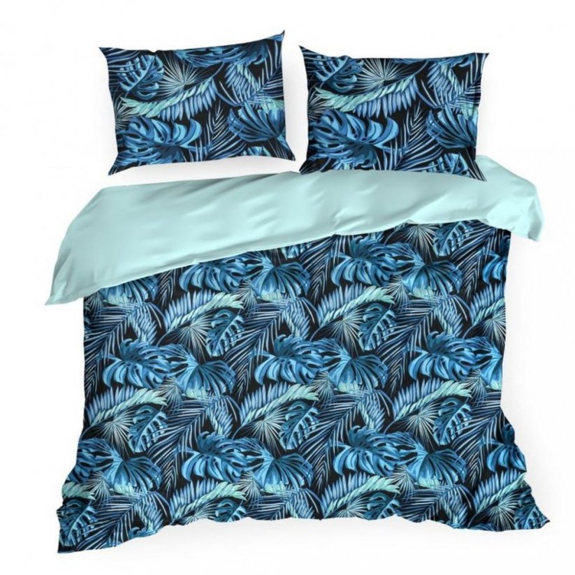 Luxusné saténové obliečky s modrým exotickým motívom