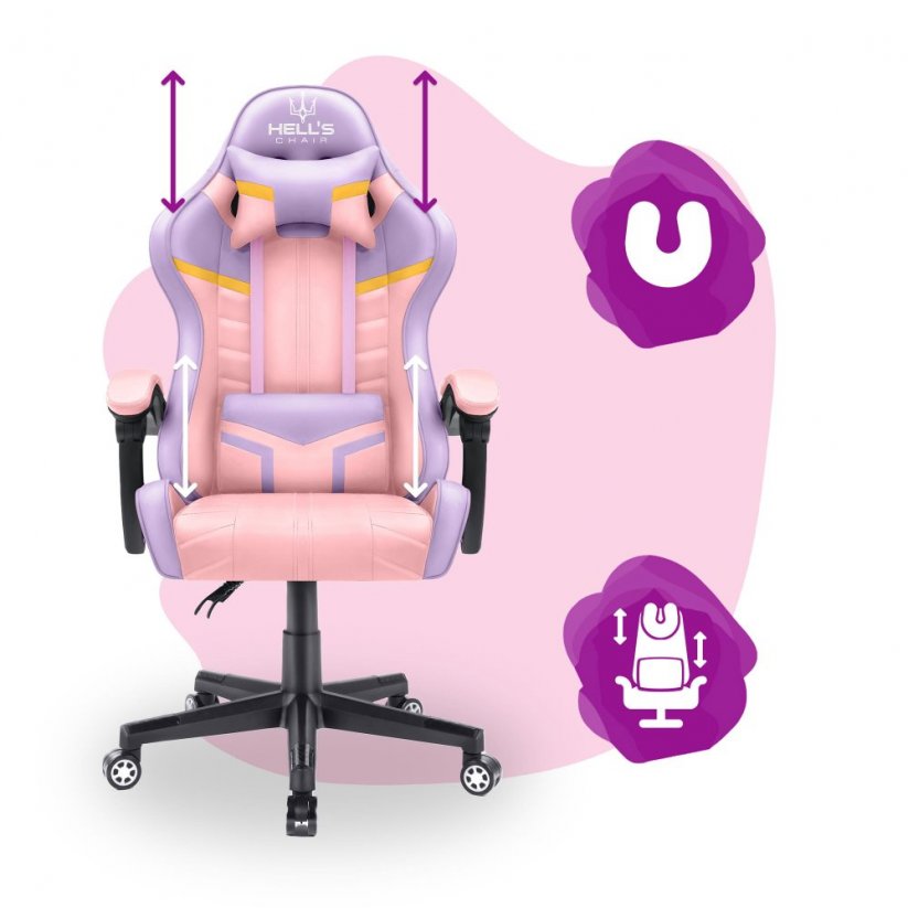 Kinderspielstuhl HC - 1004 rosa und lila mit gelben Details