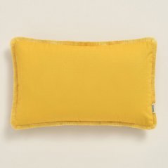 Hořčičně žlutý povlak na polštář BOCA CHICA se střapci 30 x 50 cm