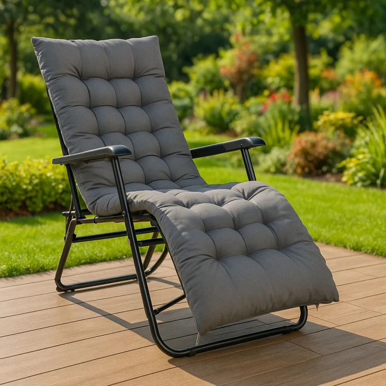 Sivý vankúš na záhradné lehátko 160 cm