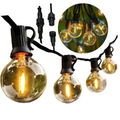 Vrvica vrtnih LED luči 15 m - 20 okrasnih žarnic G40, topla bela svetloba, IP44