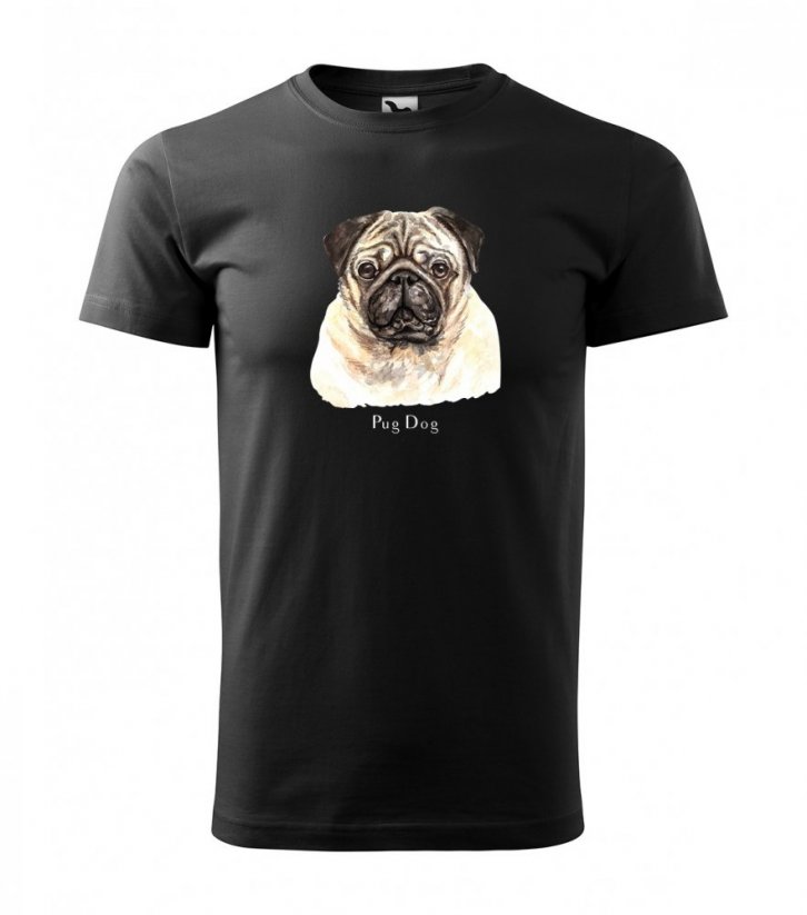 Мъжка тениска с принт за любителите на породата кучета мопс