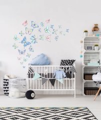 Stenska nalepka z metulji v čudovitih pastelnih barvah 114 x 150 cm