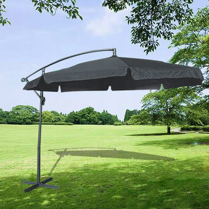 Ombrellone da giardino grande con supporto in grigio scuro