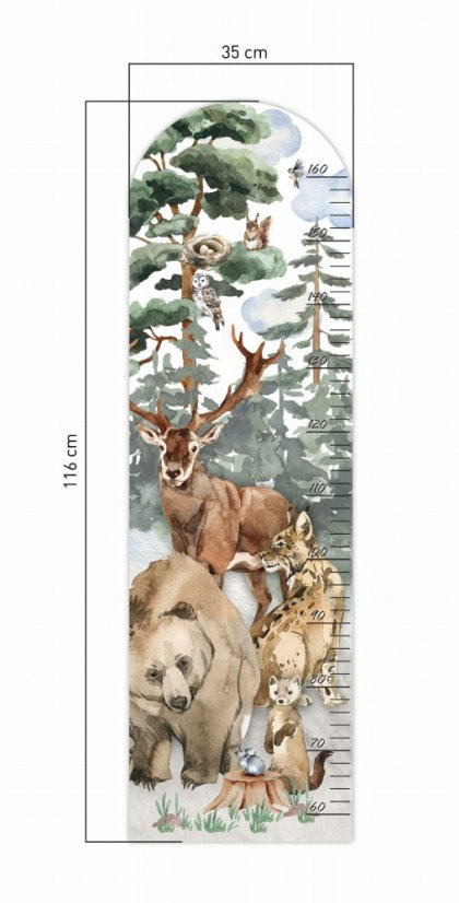 Gyermek falmatrica magasság mérőszalag - erdei állatok