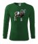 Bavlnené pánske tričko s dlhým rukávom a potlačou muflóna - Farba: Zelená, Veľkosť: S