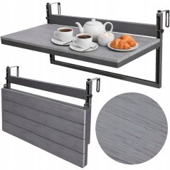 Závesný balkónový stôl na zábradlie 80 x 40 cm - skladací, nastaviteľný