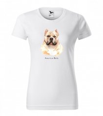 T-shirt da donna con stampa originale per il proprietario di un cane american bully