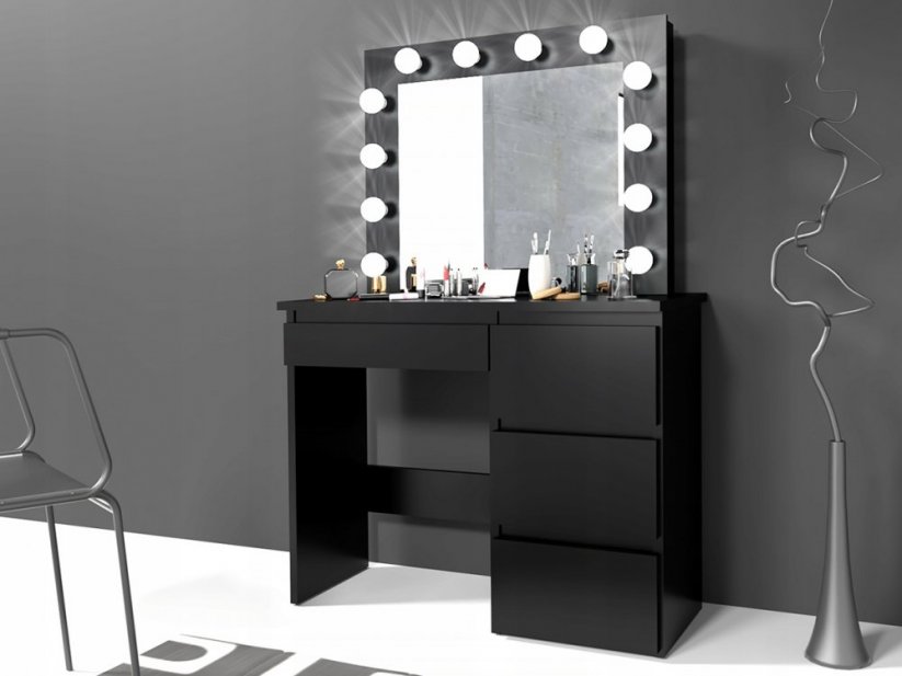 Moderan toaletni stolić crne boje s LED osvjetljenjem