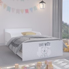 Roztomilá dětská postel 180 x 90 cm s šedým čelem a macíkem