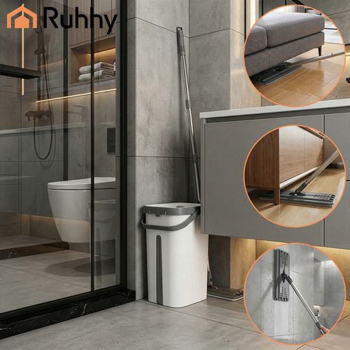 Ploski mop z dvokomornim vedrom z vrtiljakom 11 l + 3 pokrovi