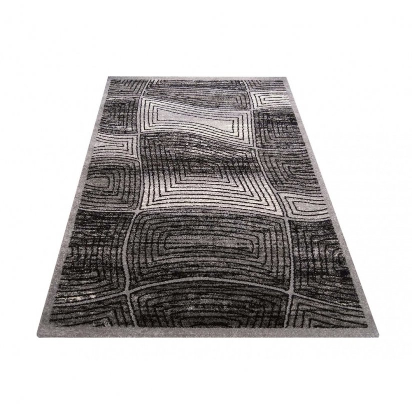 Originální šedý koberec s abstraktním vzorem