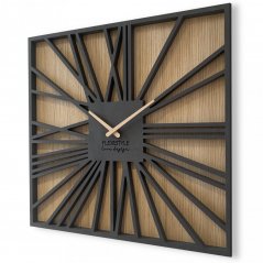 Fenomenalna kvadratna ura v kombinaciji lesa in razkošne črne barve 50 cm
