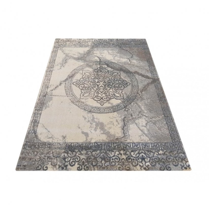 Šedý koberec se vzorem mandaly - Rozměr koberce: Šířka: 80 cm | Délka: 150 cm