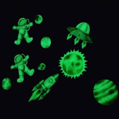 Kouzelné světelné samolepky pro děti - astronaut, planeta a raketa