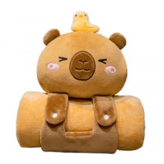 Morbidissima coperta di peluche con cuscino Kapibara - 100 x 170 cm