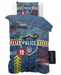 Modré posteľné obliečky pre chlapcov POLICE 140 x 200 cm