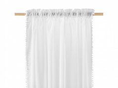 Bílá matná záclona s ozdobnými kuličkami 140 x 250 cm