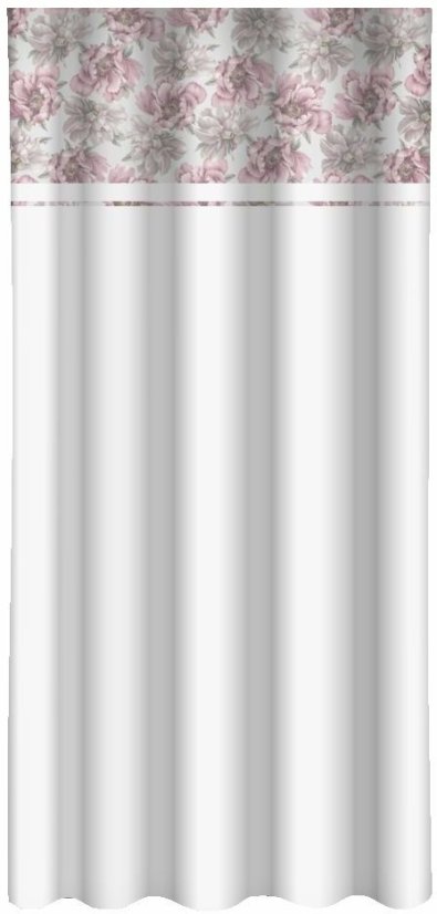 Bijela ukrasna zavjesa s printom ružičastih božura