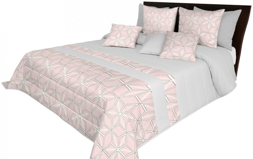 Ružový dekoračný prehoz na posteľ s geometrickým vzorom