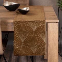 Mitteltischdecke aus Samt mit glänzendem braunem Druck