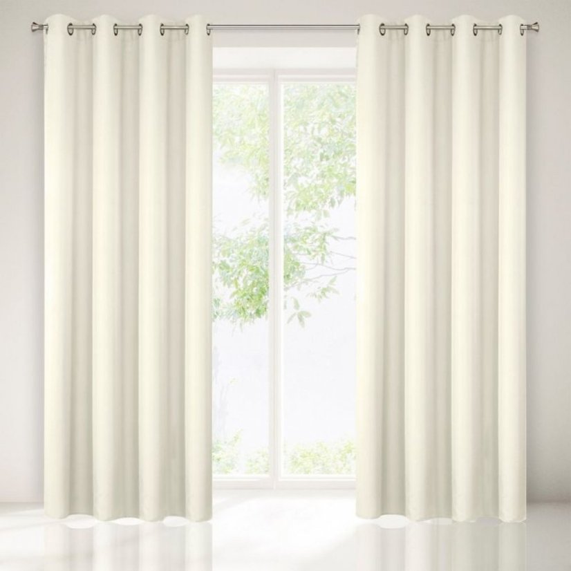 Perdea de fereastră monocromă crem 140 x 250 cm