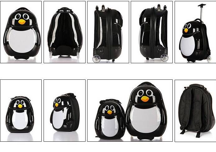 Valiză de călătorie pentru copii cu pinguin 30 l + rucsac