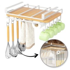 Raft metalic suspendat - organizator de bucătărie alb