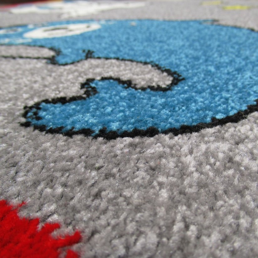Сив детски килим с весели картинки - Размерът на килима: Ширина: 120 см | Дължина: 170 см