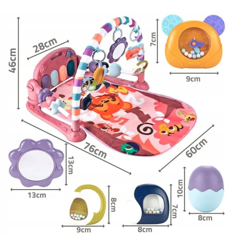 Babajátszó takaró - játékokkal, fénnyel és dallamokkal ellátott oktató szőnyeg babáknak