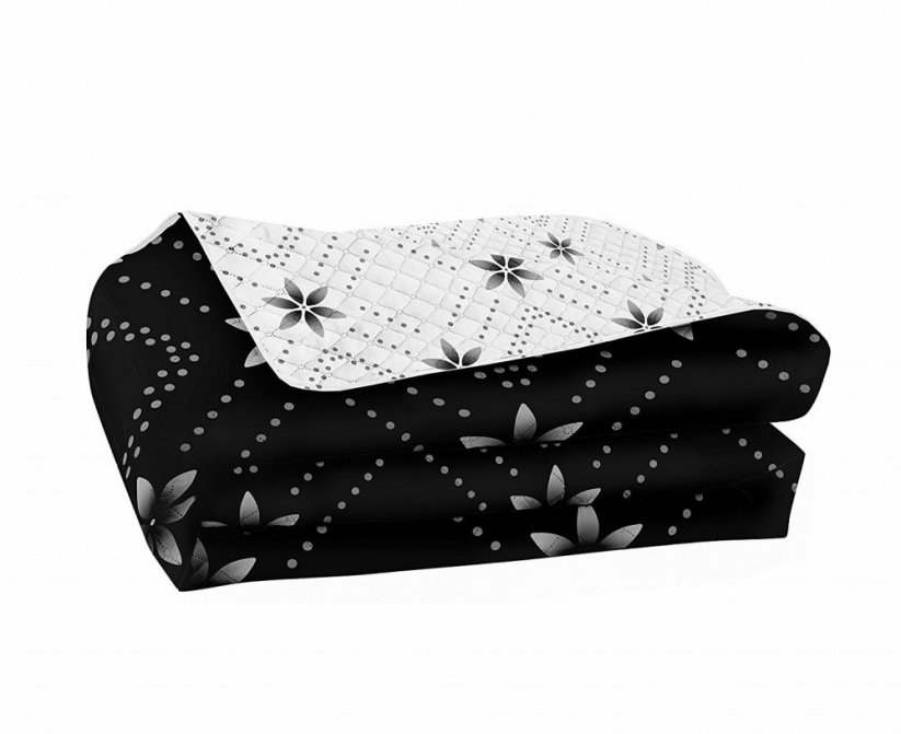 Cvjetni crni prekrivač za bračni krevet