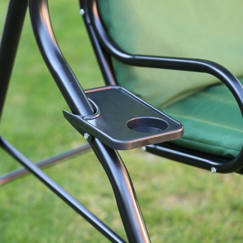 Gartenschaukel aus Stahl in dunkelgrüner Farbe