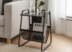 Moderner Couchtisch mit Zeitschriftenhalter 40 x 40 x 55 cm