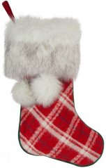 Červené kostkované vánoční boty s kožíškem