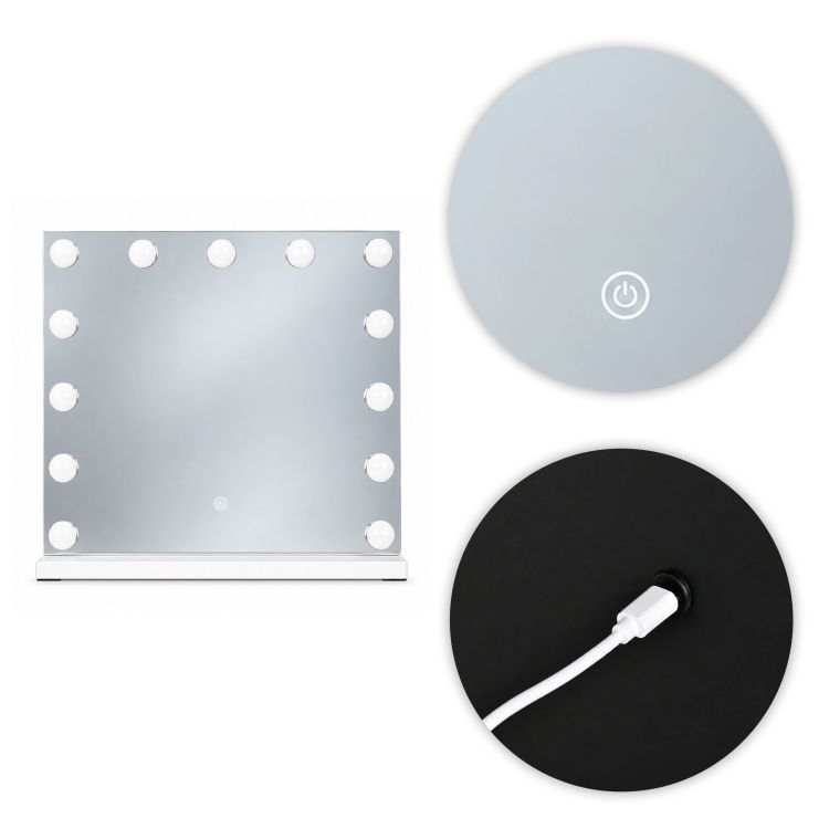 Stolní LED kosmetické zrcátko s nastavitelným osvětlením – 50 x 40 cm